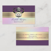 Carte De Visite Élégant lune de Lotus Grille Or Moderne (Devant / Derrière)