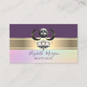 Carte De Visite Élégant lune de Lotus Grille Or Moderne