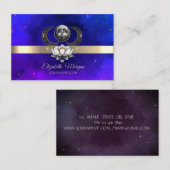 Carte De Visite Élégant lune de Lotus Grille Or Moderne (Devant / Derrière)