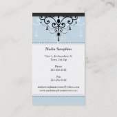 CARTE DE VISITE élégant lustre noir bleu pâle (Dos)