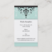 CARTE DE VISITE élégant lustre noir menthe pâle (Dos)