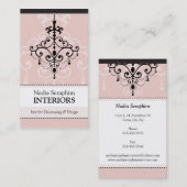 CARTE DE VISITE élégant lustre noir rose pâle (Devant / Derrière)