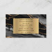 Carte De Visite Élégant Luxe Agate Noir et Or (Dos)