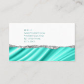 Carte De Visite Elégant luxe blanc argent turquoise parties scinti (Dos)