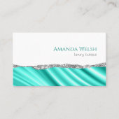 Carte De Visite Elégant luxe blanc argent turquoise parties scinti (Devant)