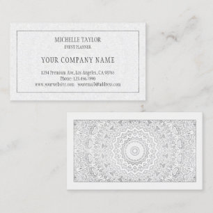 Carte De Visite Elégant Luxe Blanc Silver Mandala Professionnel