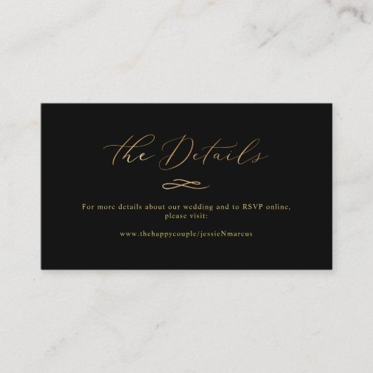 Carte De Visite Elegant Luxe Calligraphie Faux Gold Détails du Mar (Devant)