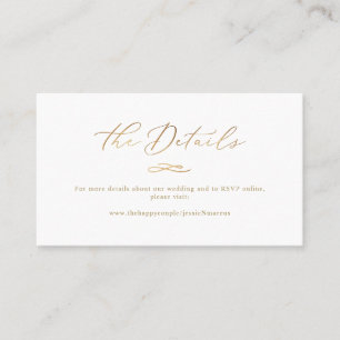 Carte De Visite Elegant Luxe Calligraphie Faux Gold Détails du Mar