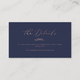 Carte De Visite Elegant Luxe Calligraphy Rose Gold Mariage Details