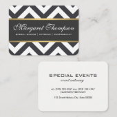 Carte De Visite Elégant Luxe Chevron Motif Gold Trim (Devant / Derrière)