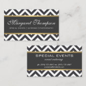 Carte De Visite Elégant Luxe Chevron Motif Gold Trim (Devant / Derrière)