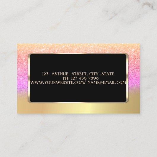Carte De Visite Elégant Luxe Chic Gold Parties scintillant Bokeh (Dos)