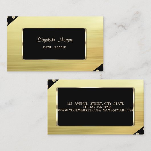 Carte De Visite Elégant Luxe Design, Faux Gold, Black Frame