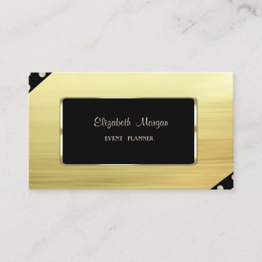 Carte De Visite Elégant Luxe Design, Faux Gold, Black Frame (Devant)
