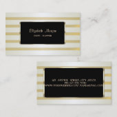 Carte De Visite Elégant Luxe Design, Grandes Bandes Or (Devant / Derrière)