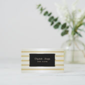 Carte De Visite Elégant Luxe Design, Grandes Bandes Or (Debout devant)
