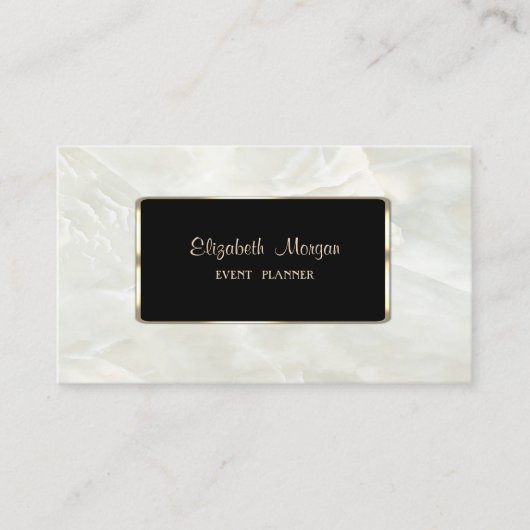 Carte De Visite Elégant Luxe Design, Marbre blanc, Cadre (Devant)
