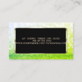 Carte De Visite Elégant Luxe Design, Moderne, Green Glittery Bokeh (Dos)