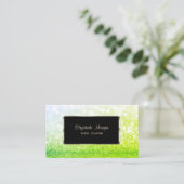 Carte De Visite Elégant Luxe Design, Moderne, Green Glittery Bokeh (Debout devant)