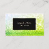 Carte De Visite Elégant Luxe Design, Moderne, Green Glittery Bokeh (Devant)