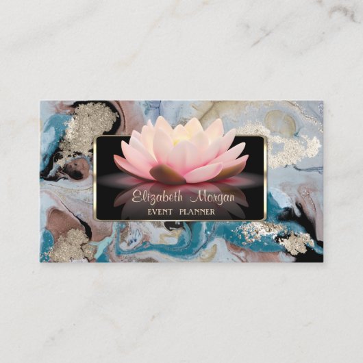 Carte De Visite Elégant Luxe Design, Moderne, Marbre Lotus (Devant)