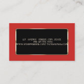 Carte De Visite Elégant Luxe Design, Rouge, Cadre Noir (Dos)