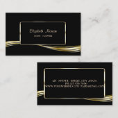 Carte De Visite Elégant Luxe élégant, Faux Gold, Noir (Devant / Derrière)