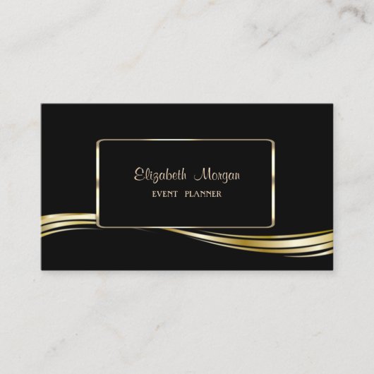 Carte De Visite Elégant Luxe élégant, Faux Gold, Noir (Devant)