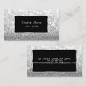 Carte De Visite Elégant Luxe élégant, Moderne, Silver GlitterBokeh (Devant / Derrière)