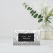 Carte De Visite Elégant Luxe élégant, Moderne, Silver GlitterBokeh (Debout devant)