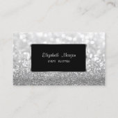 Carte De Visite Elégant Luxe élégant, Moderne, Silver GlitterBokeh (Devant)