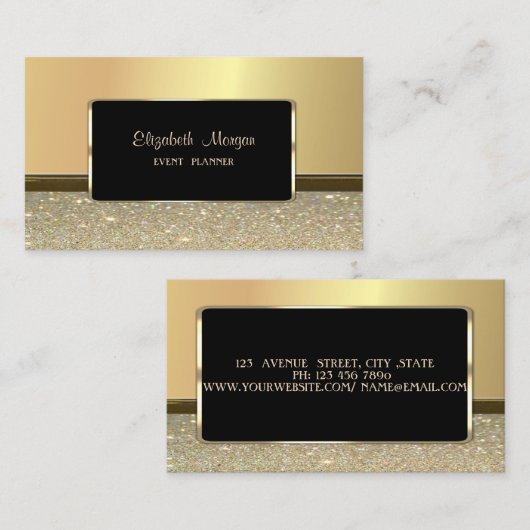 Carte De Visite Elégant Luxe élégant, Parties scintillant Faux Gol (Devant / Derrière)