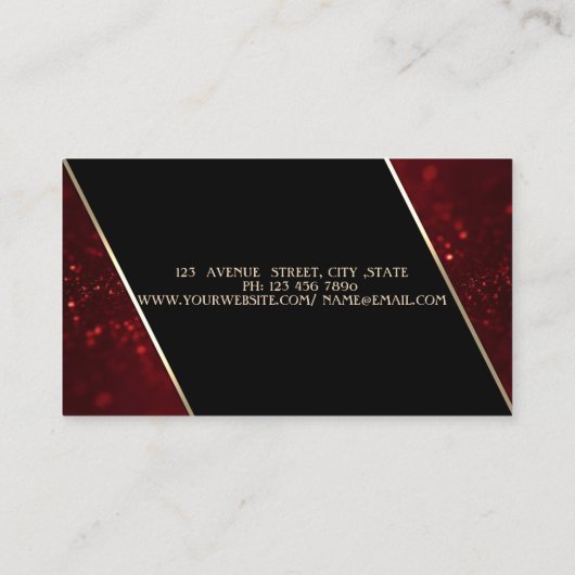 Carte De Visite Elégant Luxe élégant Red Parties scintillant Bokeh (Dos)