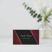 Carte De Visite Elégant Luxe élégant Red Parties scintillant Bokeh (Debout devant)