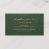 Carte De Visite Élégant luxe en cuir vert cuivre or monogramme (Dos)