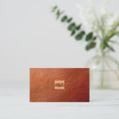 Carte De Visite Élégant luxe marron cuir cuivre or monogramme (Debout devant)