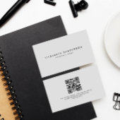 Carte De Visite Elégant Luxe Minimal gris clair QR CODE