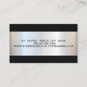 Carte De Visite Elégant luxe moderne, Cadre argent, Noir (Dos)