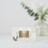 Carte De Visite Elégant Luxe Moderne, Cadre Or, Marbre (Debout devant)