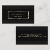 Carte De Visite Elégant luxe moderne, Cadre Or, Noir (Devant / Derrière)