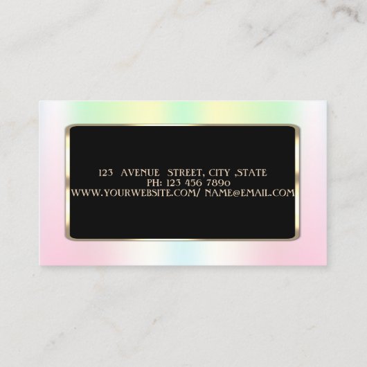 Carte De Visite Elégant Luxe Moderne Holographique Iridescente (Dos)