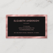 Carte De Visite Elégant Luxe moderne noir et or Rose (Dos)