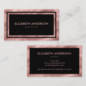 Carte De Visite Elégant Luxe moderne noir et or Rose (Devant / Derrière)