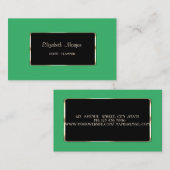 Carte De Visite Elégant Luxe Moderne Vert, Cadre Noir (Devant / Derrière)