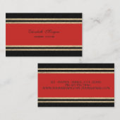 Carte De Visite Elégant Luxe, Rouge, Faux Gold Glittery (Devant / Derrière)