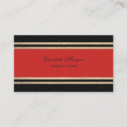 Carte De Visite Elégant Luxe, Rouge, Faux Gold Glittery (Devant)