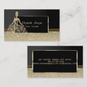 Carte De Visite Elégant Luxe Stylé, Robe de Glitterie Or Faux (Devant / Derrière)