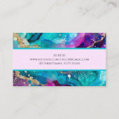 Carte De Visite Élégant luxe violet rose turquoise or style partie (Dos)