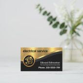 Carte De Visite Élégant Luxueux Gold Curve Wave Electricity (Debout devant)