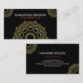 Carte De Visite Élégant luxueux Mandala Lotus Logo Yoga Instructeu (Devant / Derrière)